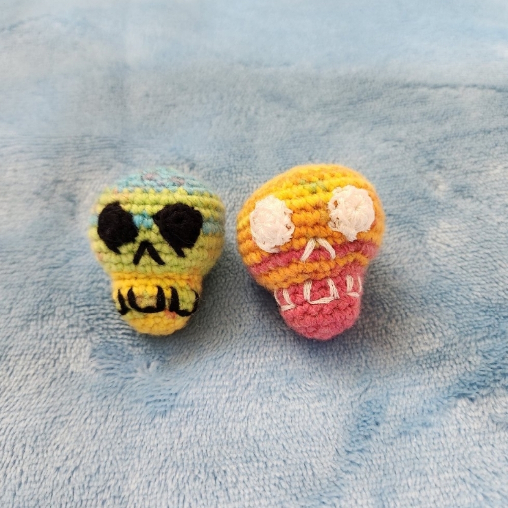 Colorful Crochet Skull Decor Set